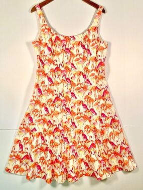 Pappagallo summer sundress flamingo print sleeveless fit & flare beach wedding